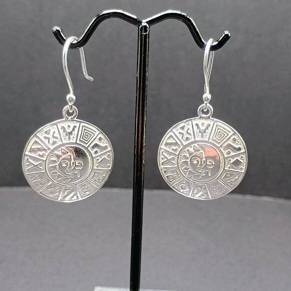950 Sterling Silver Earrings Inca Calendar Mother Earth Payment